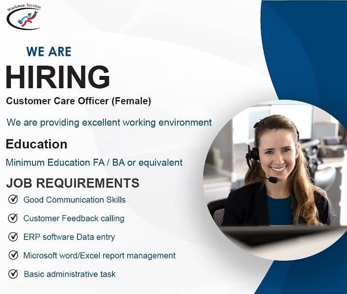 We are hiring Female Customer support representative . . . 0