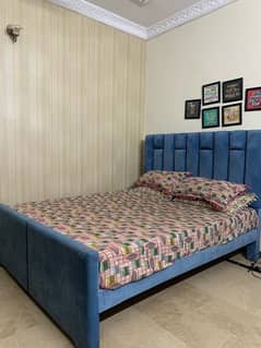 King sized fabric bed with mattress