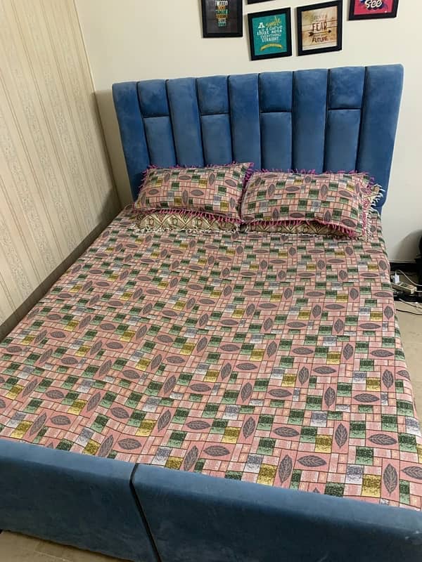 King sized fabric bed with mattress 2