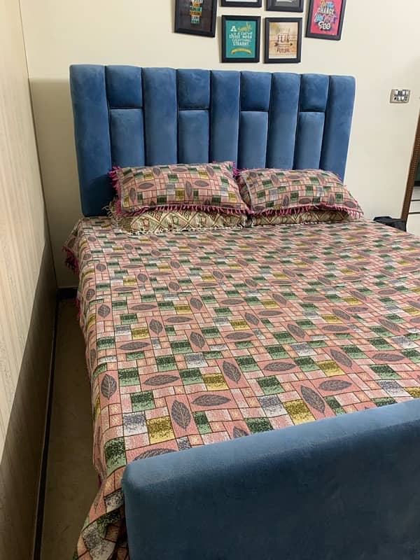 King sized fabric bed with mattress 3