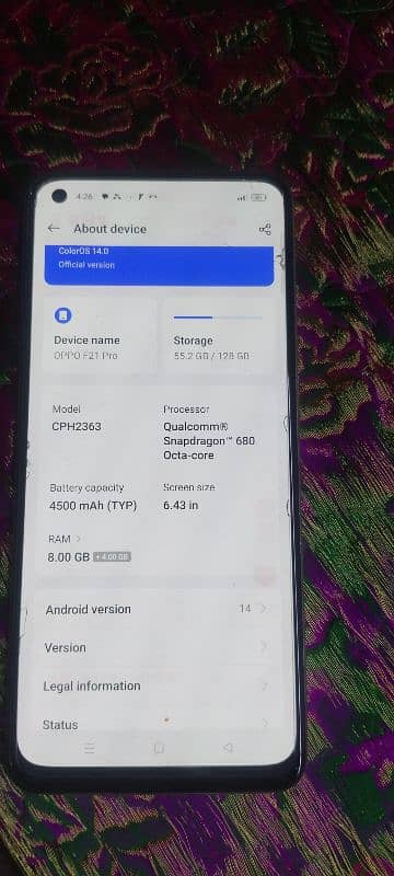 oppo F21 pro 8+4/128 can10/9 03132213463 8