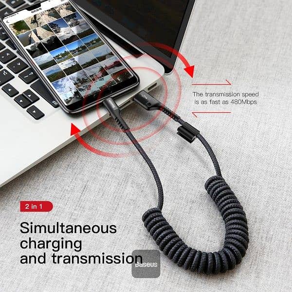 Baseus Fish eye Spring  USB To Type-C  Data Cable 2A 1m 6