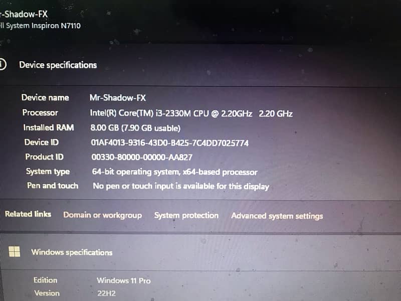 i3 2nd  8gb / 128 SSD 7