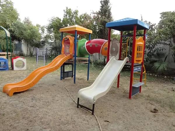 Swings|Slide|Seesaw|Marygoround|Bench|Gazibo|Tree House|Park Setup 9