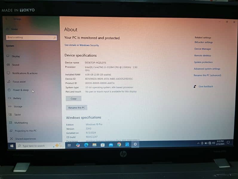 hp laptop cor i3 4 gen 3