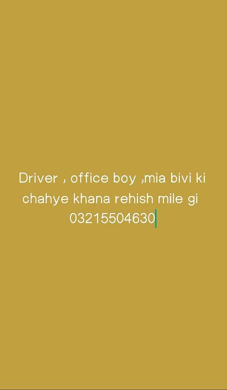 driver, office boy,mia bivi chahye 0