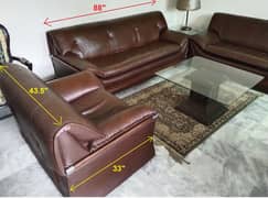 Sofa Set//6 Seater Sofa With 3 Center Table( Top Glass)//Leather Sofa