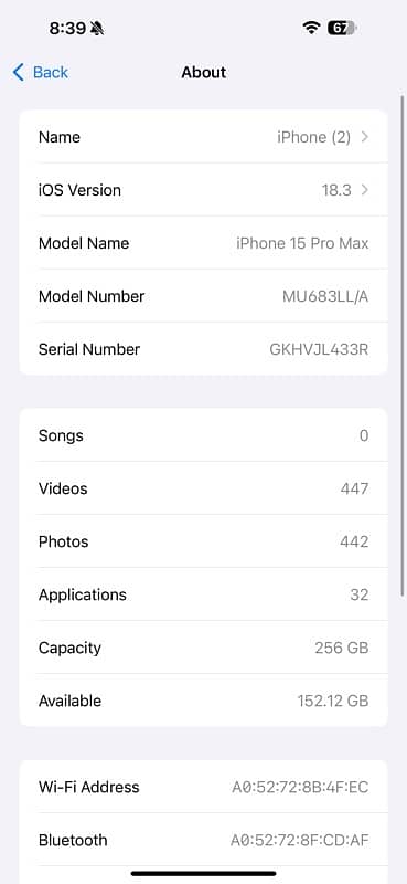 Iphone 15pro max JV kit  86% battery health 256 Gb 6