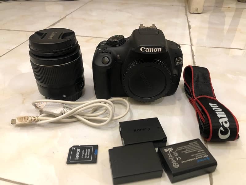 Canon 1200d dslr with all accessories lens card battery 18