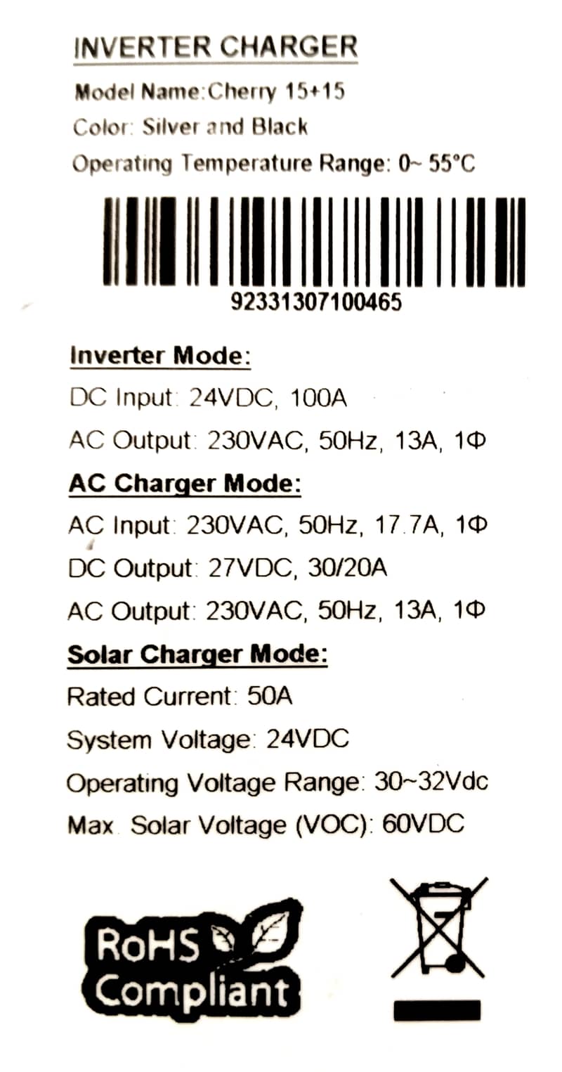 Solar Inverter Charger 3KVA (Hybrid UPS) with Solar Plates 3