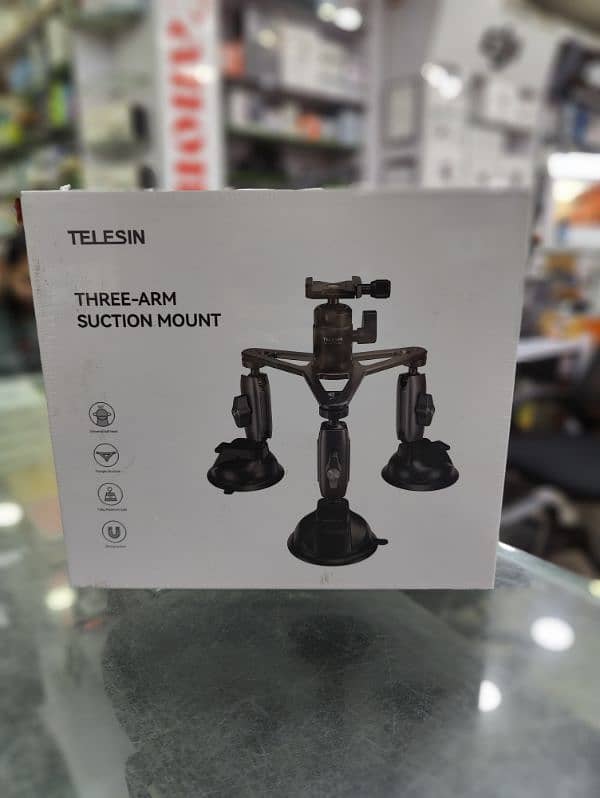 TELESIN THREE ARM SUCTION MOUNT BEST FOR CAR RIDERS 1