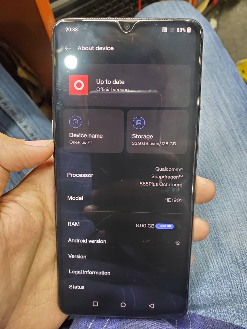 oneplus 7t  8/128 total genuine 0