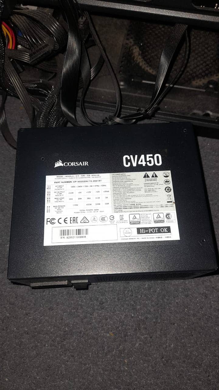 Black m atx case with CV 450 80 Plus power supply 6