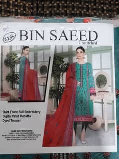 Branded unstiched Bin Saeed suit