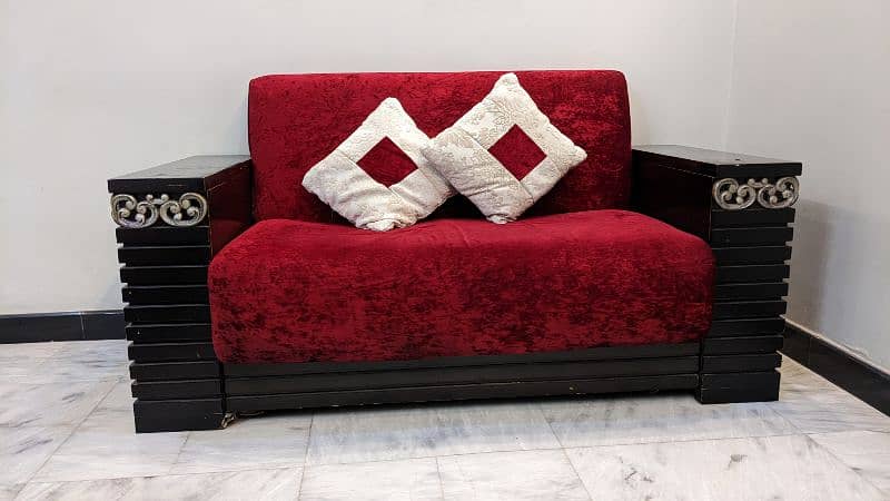 2 seater wooden sofa 1