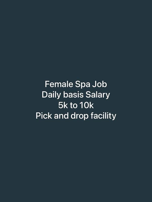 Female Required For Spa Job 0