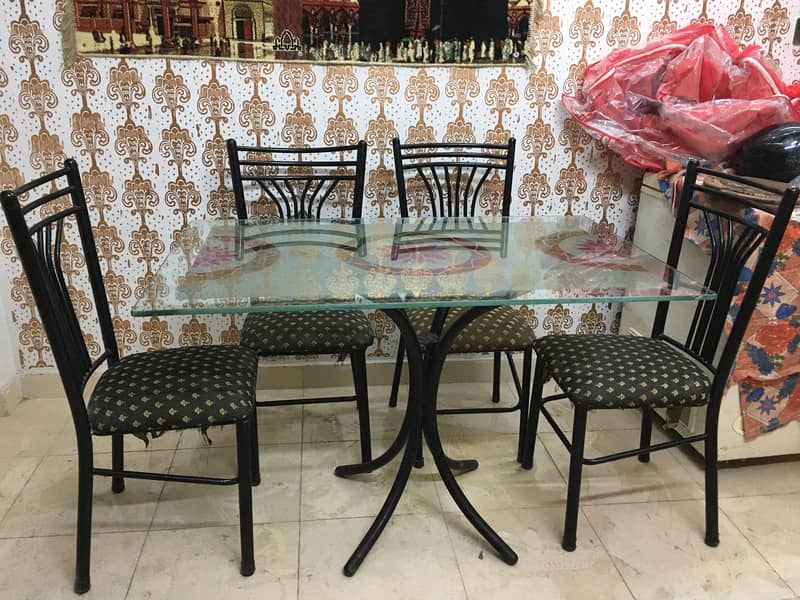 6 Seater Iron Glass Dining Table 0