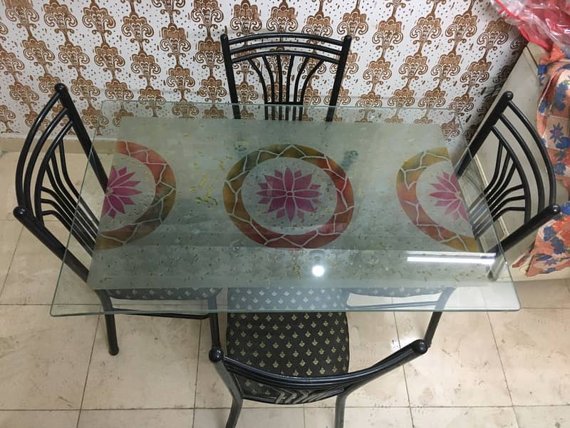 6 Seater Iron Glass Dining Table 2