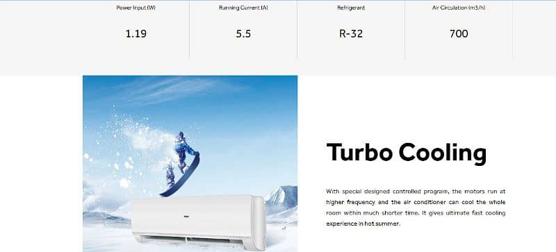 HAIER 1 TON SPLIT TURBO COOL 1