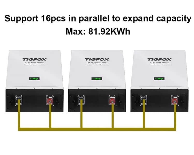 TIGFOX off grid hybrid 48v battery wallmounted 51.2v 100ah 6