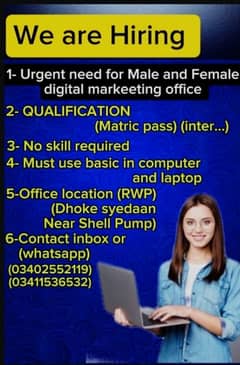 Only Girls job available more details on Whatsapp