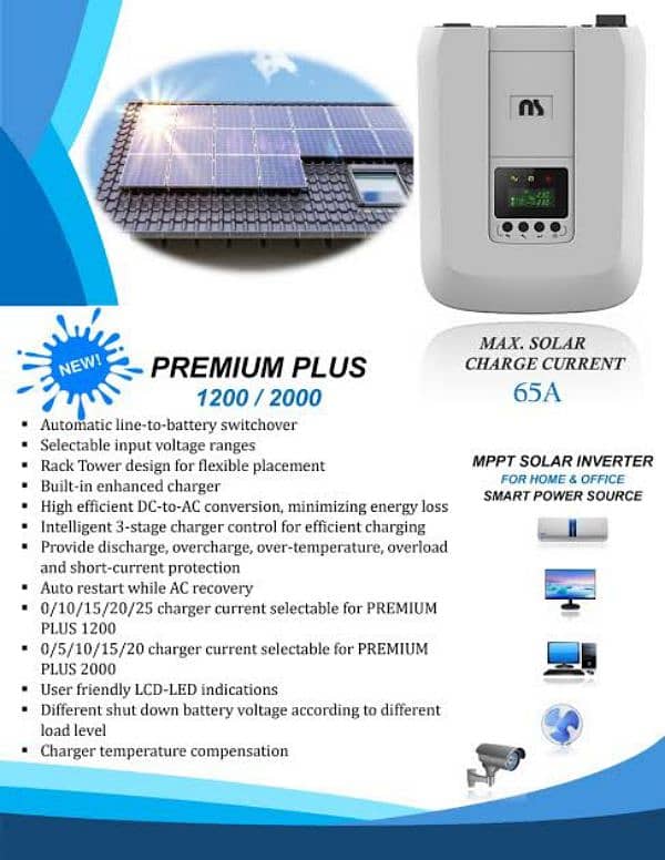 NS Premium Plus 1200 Solar Inverter UPS 1.0 KVA 12V DC 1000 Watt 2