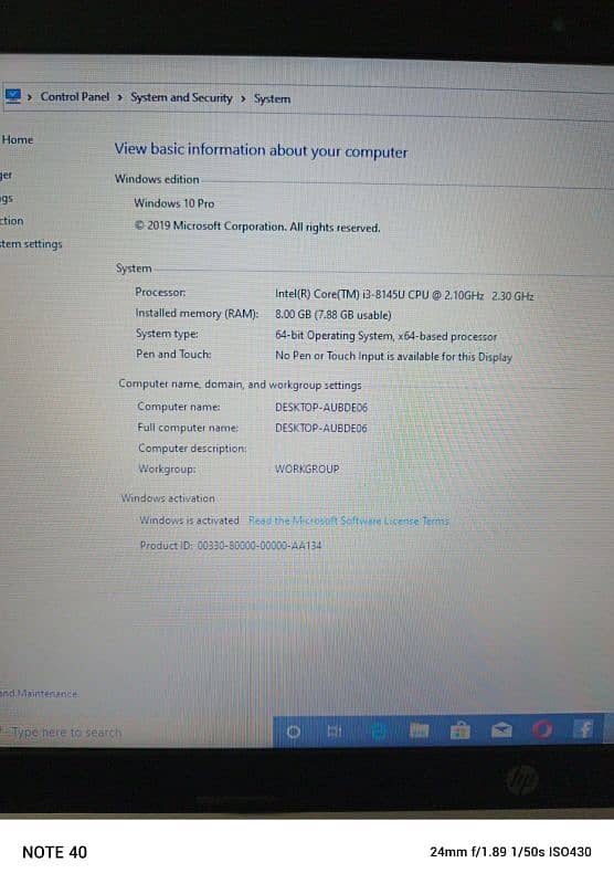 Hp laptop core i3 8th generation 4