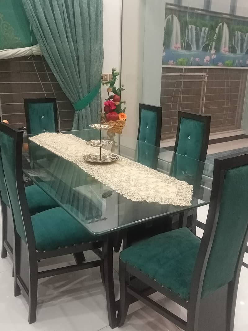 Wooden Glass dining table 1