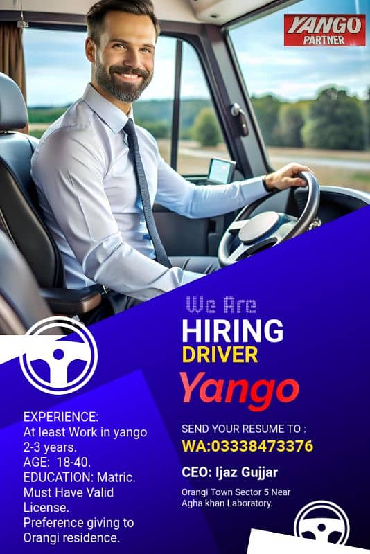 Hiring Drivers In yango 0