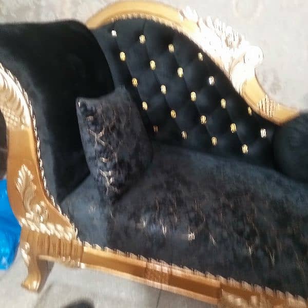 beautiful black and golden velvet dewan with three cushions 0