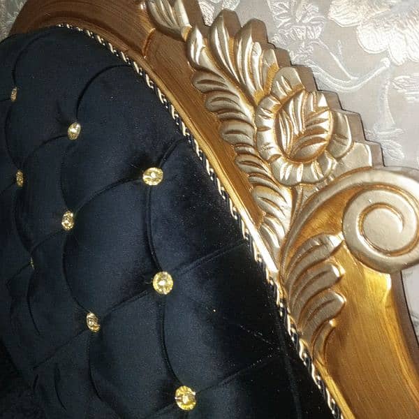 beautiful black and golden velvet dewan with three cushions 3