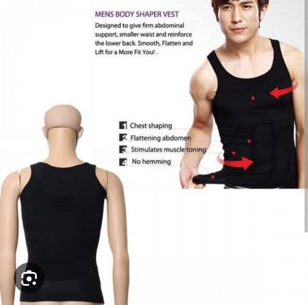 Black Slim Lift Compress Body shaper Vest For Mens 1