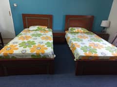 Two Single Beds with Side Table & Spring Mattresses – Urgent Sale!