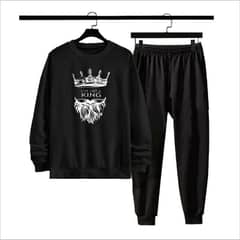 Men's Fleece Printed Sweatshirt Track Suit - 2 Pcs for Comfort