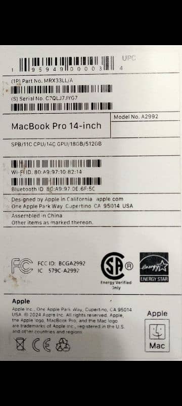 MacBook M3 Pro 2023 18GB 512GB 14.2" MRX33LL/A with Box Apple Warranty 14