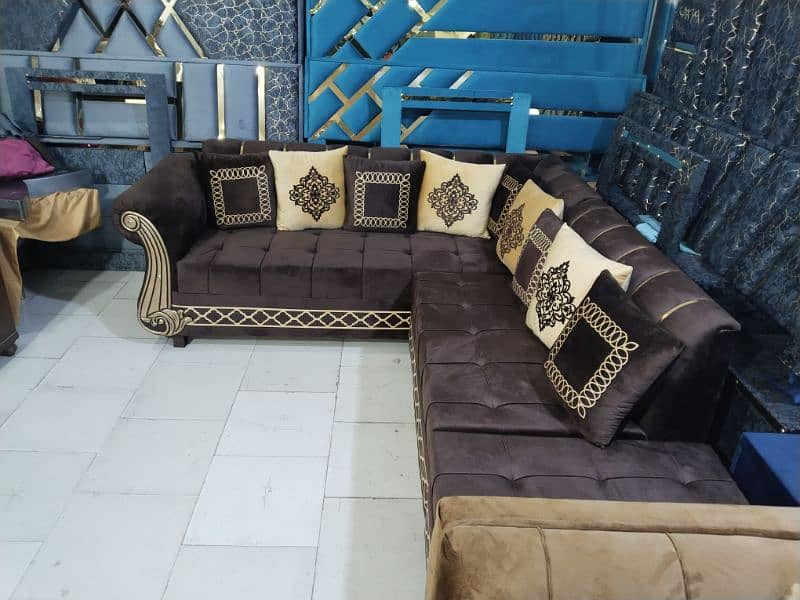 L shape sofa / corner sofa / 6 seater velvet sofa / Sofa for sale 9