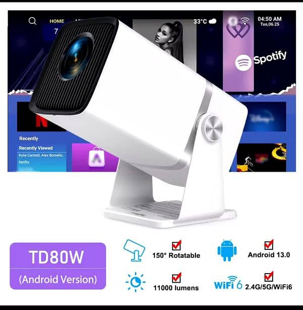 ThundeaL 4K Full HD Projector FHD TD80W Android WiFi 3D Home Theater 6