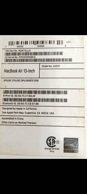 MacBook Air M1 2020 8GB 512GB 13" Space Grey With Box MGN73 19