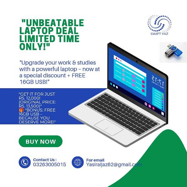 "15th Shaban Special: Get a Laptop for Just 12,000 + Free 16GB USB!" 0