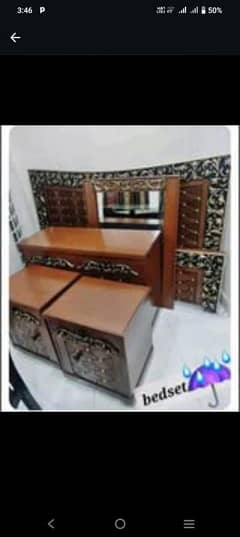 King size bed 16000 side table 7000 Dressing Table 13000