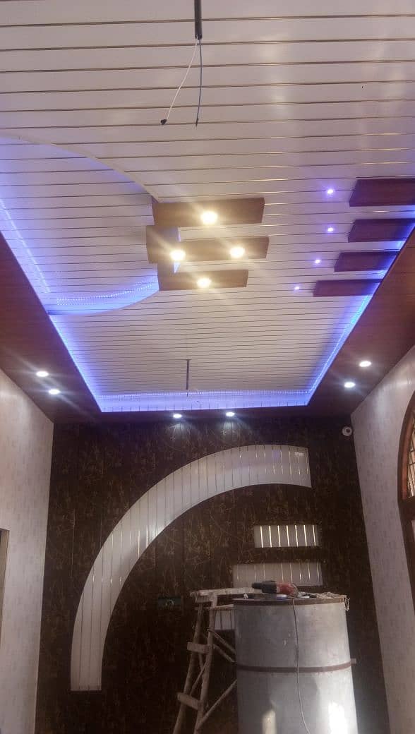 False ceiling | wallpaper | wood floor | wall panel | Gypsum Partition 10