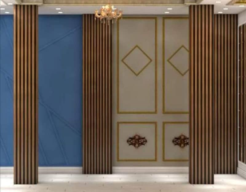 False ceiling | wallpaper | wood floor | wall panel | Gypsum Partition 16