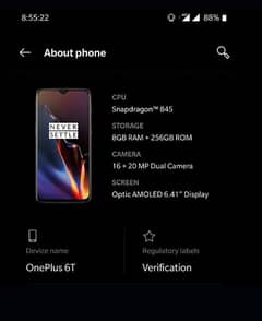 OnePlus 6t 8/256 PTA dual sim