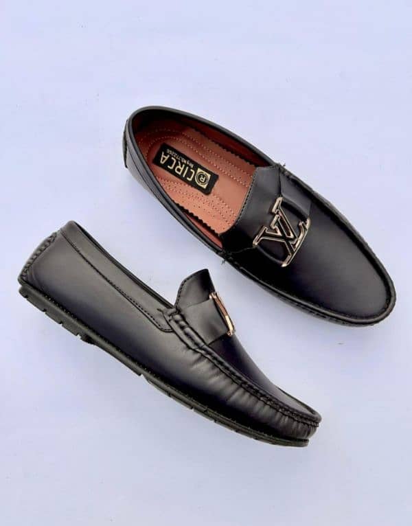 men's stylish black synthetic leather loafers - perfect for casual 3