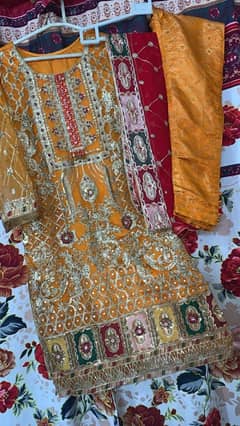 full sharlt embroidery 3 pice set