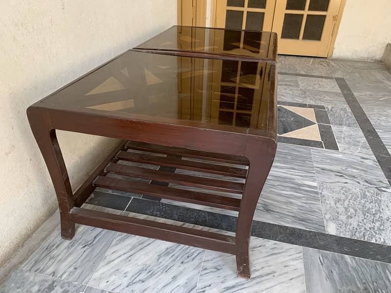 Wooden Bookshelf & Elegant Glass-Top Coffee Tables for Sale 0