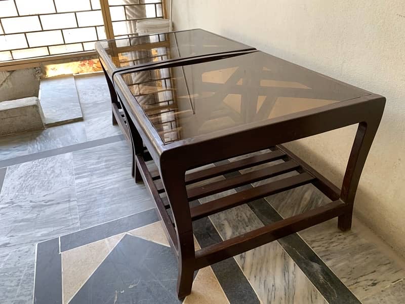 Wooden Bookshelf & Elegant Glass-Top Coffee Tables for Sale 4