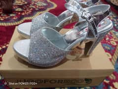 ladies  silver fancy heels