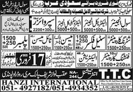 Urgently Required For Saudi Arabia