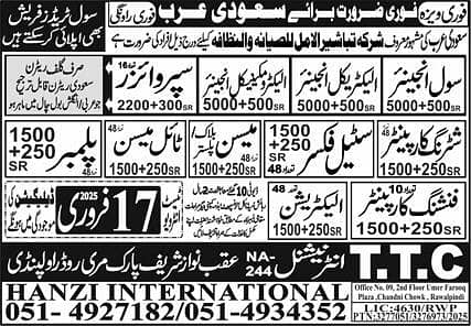 Urgently Required For Saudi Arabia 0